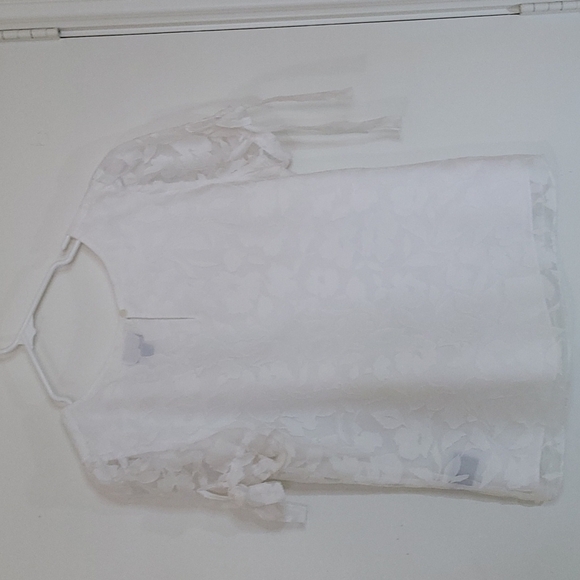 Worthington Lace Lined Top Floral White  Size Large - Picture 2 of 8